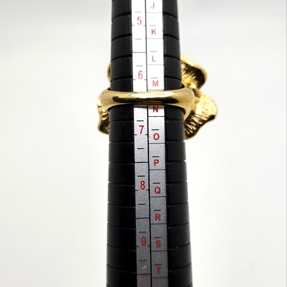 🆓️FREE ADD ON Floral Costume Fashion Gold Statement Ring Black Clear Rhinestone - Picture 4 of 9